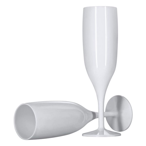 ProductPro 6 x White Plastic Reusable Prosecco Flutes 175ml Capacity
