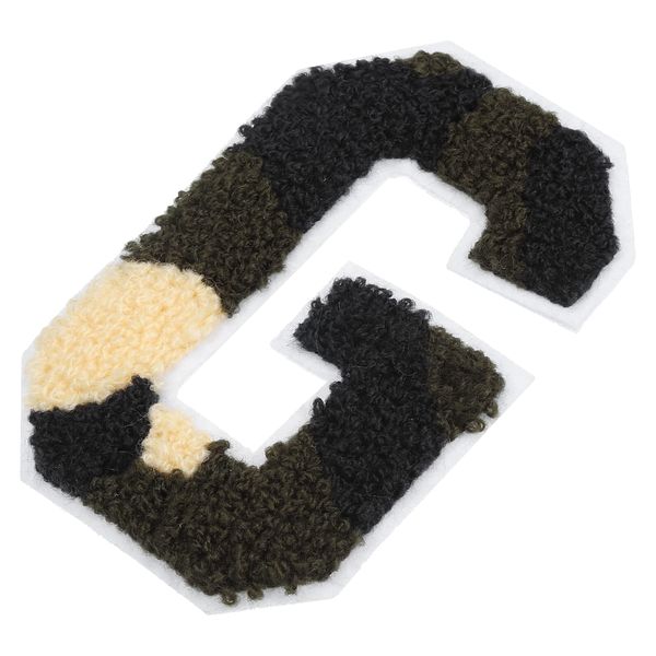 sourcing map Chenille Letter Patches Embroidered Sew On Patches Camouflage G Alphabet Letter Patches for DIY Craft Supplies Clothing Bag Jeans Hats T-Shirt 3.9 inch（Camouflage/White）