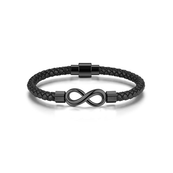 Zysta Leather Bracelet Men Women Infinity Sign Bracelet Infinity Wrap Bracelet with Magnetic Closure - Gift for Men Women, Leather, No Gemstone