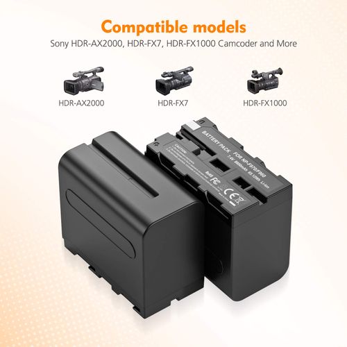 2-Pack NP-F970 NP F970 Battery for Sony NP F750, F550, F570, TR917, CCD-SC55, for Sony NW CN160 CN-216 LED Light, NW 759 74K 760 Feelworld, 759 74K 760 Field Monitor, Ring Light and Video Light
