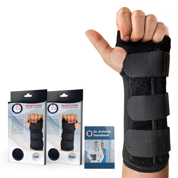 Doctor Developed Wrist Support Left Hand - Wrist Brace Left Hand With Doctor Written Handbook - Carpal Tunnel Wrist Support for Wrist Pain Relief - Wrist Supports for Carpal Tunnel & (Left Hand)