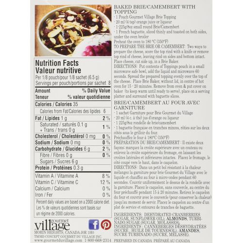 Gourmet du Village Baked Brie Topping Mix - Cranberries & Almonds, 1.8oz