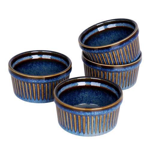 SHIDACHENG Ramekins 4oz, Creme Brulee Ramekins Oven Safe, Ceramic Custard Cups Ramiken for Baking, Souffle Ramekin Bowls for Pudding Ice Cream, Set of 4