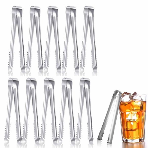 10Pcs Ice Tongs Stainless Steel Ice Sugar Tongs U-shaped Ice Tongs Mini Tongs Small Metal Tongs Candy Tongs Buffet Serving Tongs for Coffee Sweets Bread Cake Party Coffee Kitchen