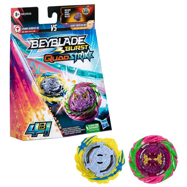 BEYBLADE Burst QuadStrike Fierce Bazilisk B8 and Hydra Kerbeus K8 Spinning Top Dual Pack, 2 Battling Game Top Toy for Kids Ages 8 and Up