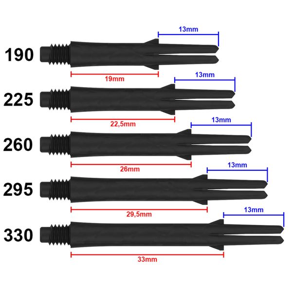 LSTYLE Dart Shafts: L-Shaft Carbon - Two Tone Ombre Gradient Stems - Red 330 Medium/Long Length