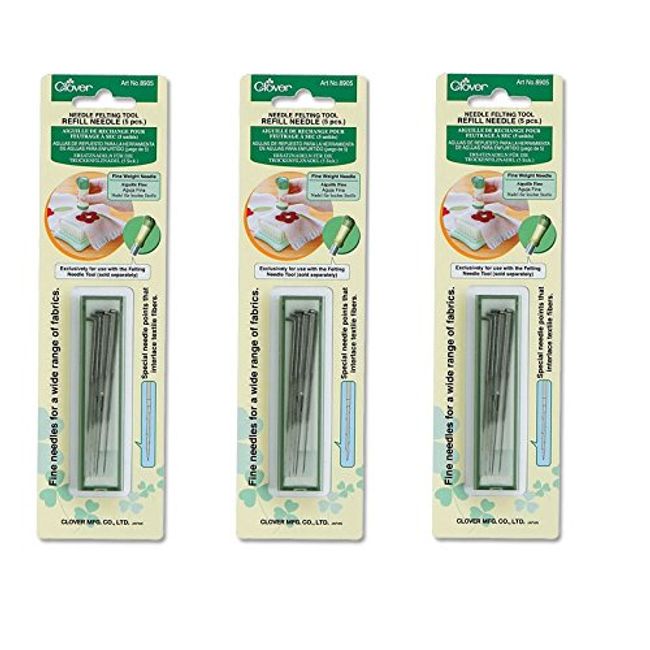 Clover Needlecrafts Felting Needle Tool Refill Fine Weight 5 Pack 8905 (3-Pack)3