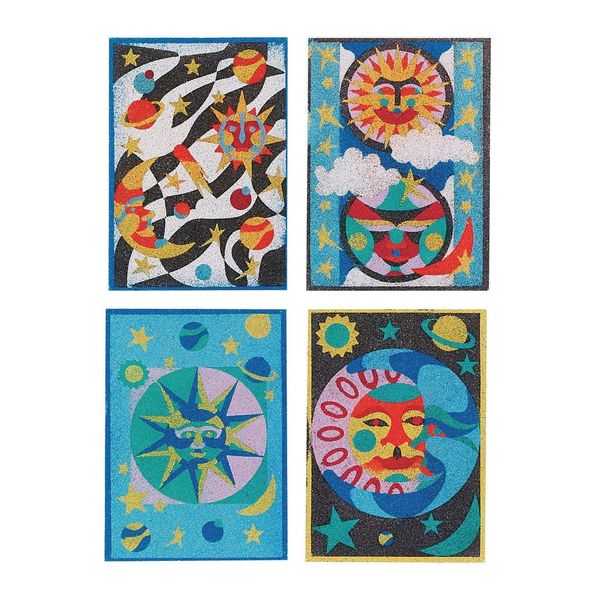 S&S Worldwide Sand Art Boards - Celestial Designs, 5" x 7", Multicolor (Pack of 12)