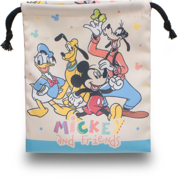 Takanami Create Drawstring Bag S Mickey & Friends Cream [129298] Kindergarten School Learning