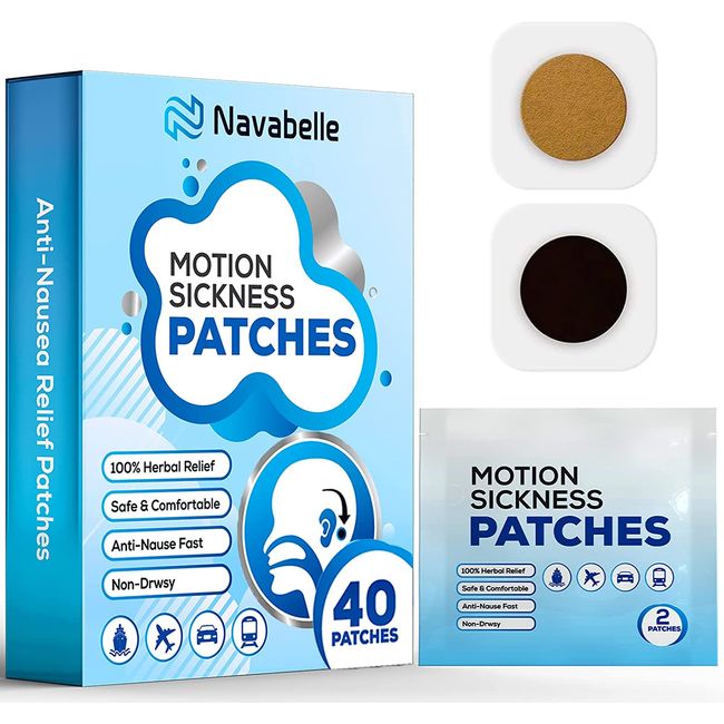 Navabelle Motion Sickness Patches, Avoiding Dizziness, Nausea, Vomiting, Anti Nausea Patch, Nausea Patches for Behind The Ear, Motion Sickness Patch for Cruise, Cars, Airplanes, and Ships