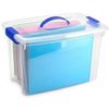 Clear Plastic Storage Box with Lid & Carry Handle Clip Locking Stackable Caddy Container (22 Litre)