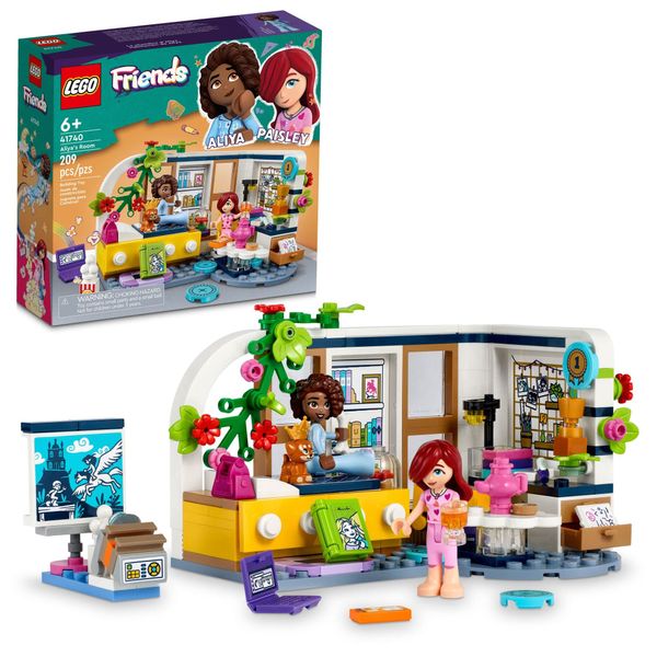 LEGO Friends Aliya's Room Building Set 41740 Collectible Toy Set, Pretend Play Mini Sleepover Party Bedroom Playset, Great Gift for Girls Boys Kids Ages 6+ with Paisley and Aliya Mini-Dolls and Puppy