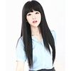 black hair wig long straight bangs