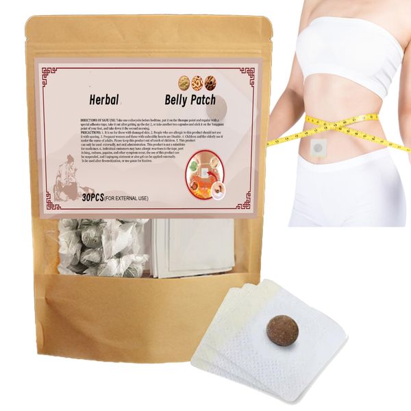 30pcs Herbal Shaping Patches - Herbal Patches - Body Shaping Patches - Herbal lymphatic drainage patch for Women&Men - Portable Belly Shaping Stickers Body Care Use