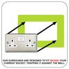 5X Double Socket Surround, Acrylic Back Panel or Plate, Protect Wall from Finger Prints, Font Colour:Lime Green
