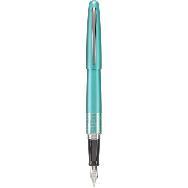 PILOT MR Retro Pop Collection Fountain Pen in Gift Box, Turquoise Barrel with Dots Accent, Fine Point Stainless Steel Nib, Refillable Black Ink (91436)