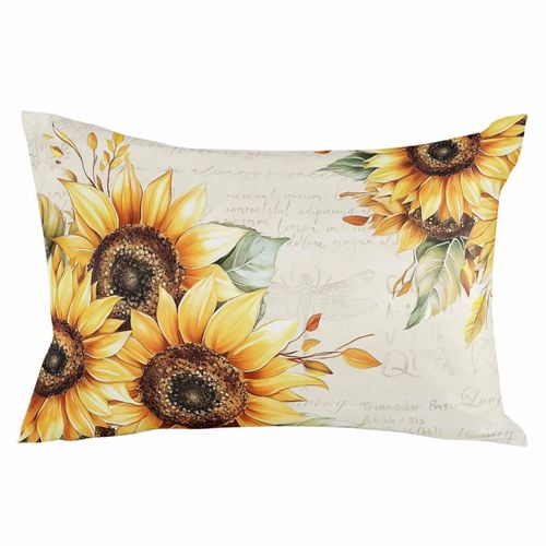 Sunflower Satin Pillowcase Summer Floral King Pillow Cover 20 x 36 Inch American Pastoral Lumbar Pillow Cases Retro Rustic Rectangular Decorative Pillow Shams for Bed Sofa Guest Room