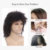 MEDISIFA Mullet 70s 80s Wig with Bangs Dark Brown Long Disco Hair Curly Men Wigs for Mens Man Male Hippie Rocking 80s Them Party Cosplay Costume Anime Heat Resistant Synthetic Hair 70's Wig