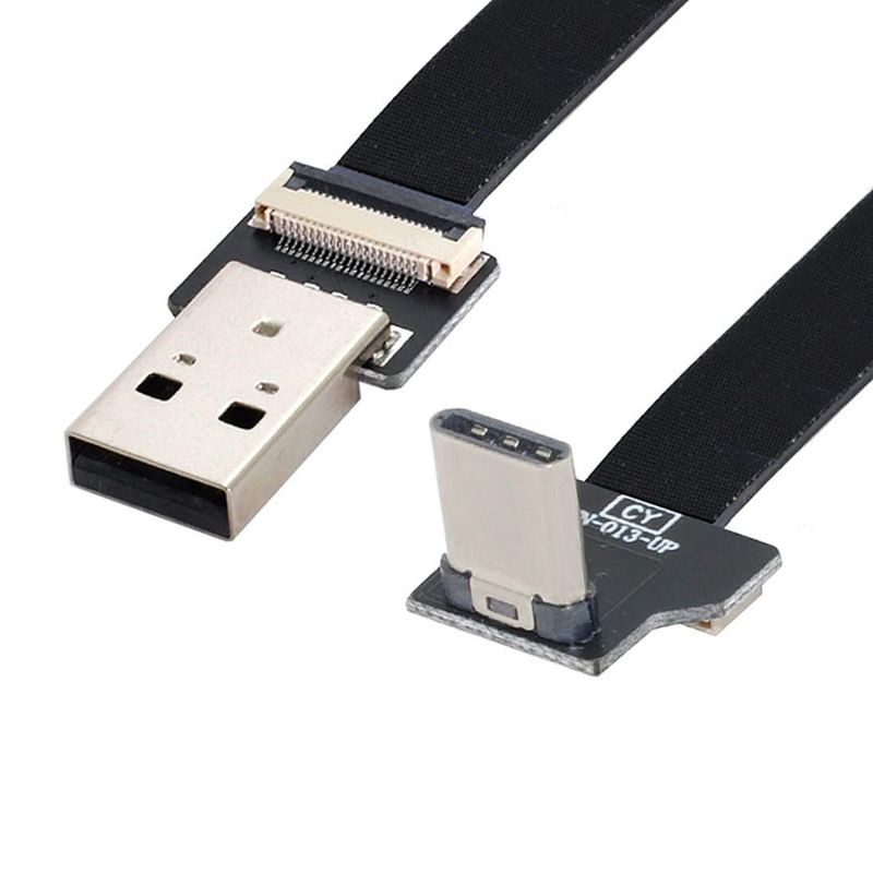 chenyang USB C Flat Cable USB 2.0 Male to USB C Male 90 Degree UP ...
