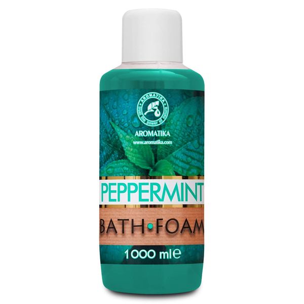 Bath Foam with Peppermint Essential Oil - 34 Fl Oz (1000ml) - Body Care - Good Sleep - Beauty - Bathing - Body Care - Wellness - Relax - Aromatherapy - Spa - Bubble Baths