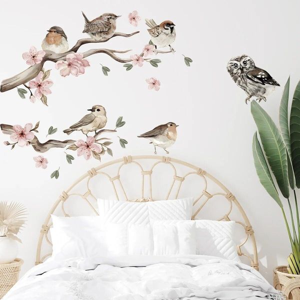 Removable Flower Tree Branch Decal Animal Birds Wall Sticker Vinyl Home Decor