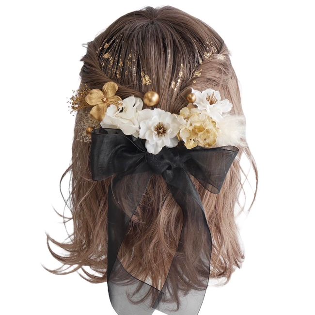 Lomeri O7 Organza Ribbon Hair Ornament (Black)