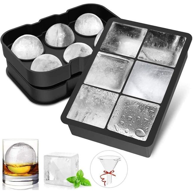 Ice Cube Tray, Set of 2, Silicone Ice Maker with Lid, 1.9 inches (4.8 cm), Square, Ice Tray, Ice Ball, Ice Ball, Ice Drink, Ice Beer, Whiskey, Ice Cubes and More