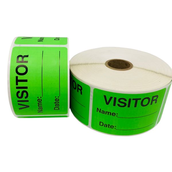 Visitor 3x2 Name Tag Identification Labels 500 Green Name Date Stickers 2 Rolls