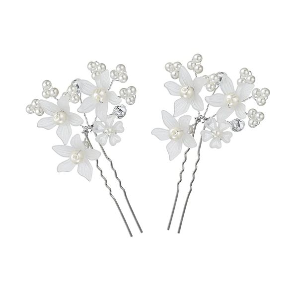 Crusato Cherry Blossom Hairpins, Pearl Beads, Frost Flower Hairpins, U-Shaped Hair Ornaments, Pearl Pins, Recitals, Hair Accessories, Parties, Weddings, Graduations, Coming-of-Age Ceremonies, Kimono, Bride, Everyday Wear, Gift, Storage Bag Included (Set o