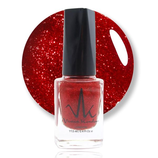 Red Glitter Classic Nail Polish Quick Drying Nail Varnish Long lasting No UV Need Vegan Nail Polish