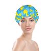 Rubber Duck Shower Cap for Women Reusable Double Layers Waterproof Shower Hair Protector PEVA Lined Shower Hat for All Long Hair Lengths, Stretchy Adjustable Shower Caps