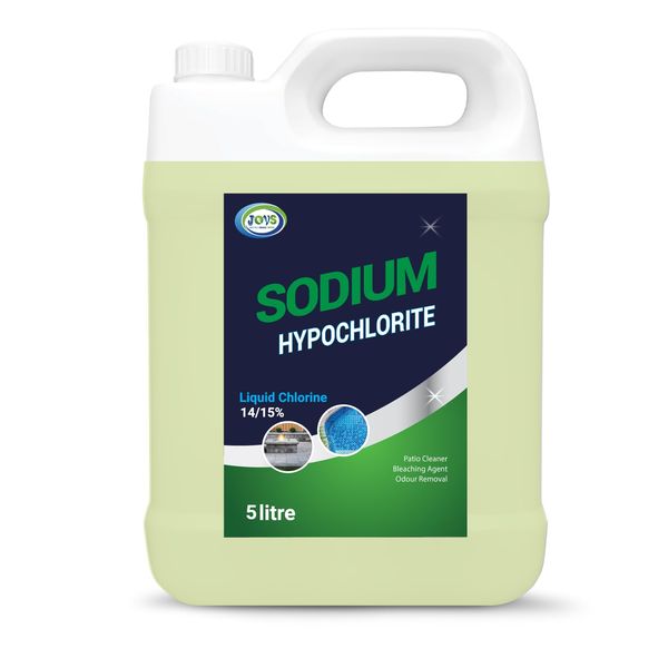 JOVS Sodium Hypochlorite 5 Litre - High Strength (14-15%) Brick, Driveway & Patio Cleaner - Stain Removal | Bleaching Agent | Odour Removal