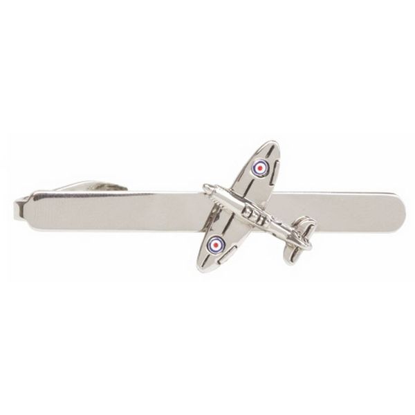 David Van Hagen Mens Spitfire Plane Tie Clip - Silver