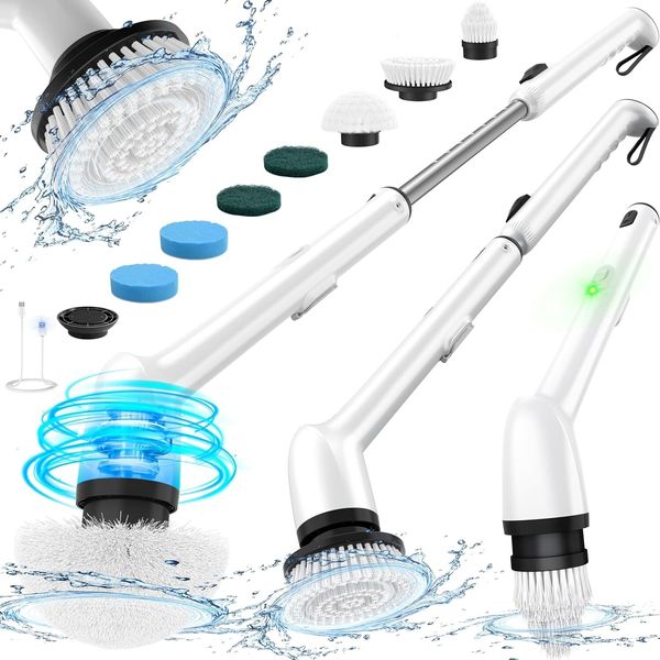 Electric Spin Scrubber, Waterproof Shower Scrubber with Heads Replacement
