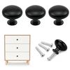 hioseyre 4-Pack Round Black Drawer Knobs - Aluminum Alloy Cupboard Knobs for Kitchen, Wardrobe & Cabinet Doors