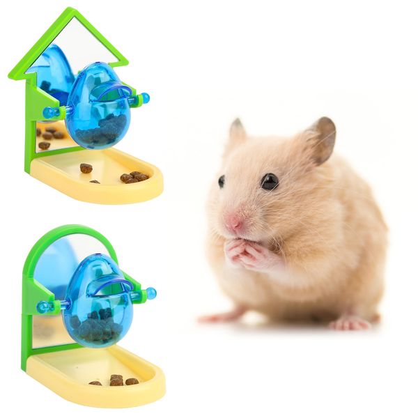 Rat Foraging Toy,2Pcs Rat Enrichment Toys,Hamster Cage Accessories,Parakeet Toys for Cage with Mirror,Intelligence Growth Cage Toys,Puzzle Treat Dispensing Slow Feeder Bird Parrot Conure Cockatiel