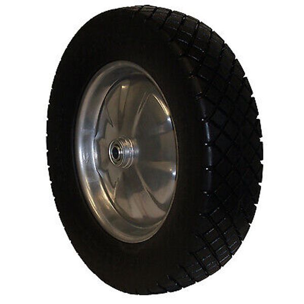 Marathon 00245 Wheelbarrow Tire + Wheel Assembly, Knobby Tread, Flat Free,