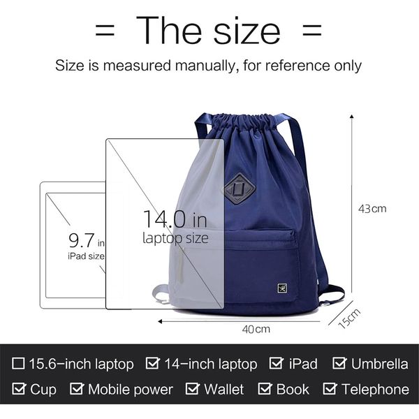 Risefit Waterproof Drawstring Bags, Printed Gym Bags Sports Backpacks for School PE Yoga for Men Women Girls Students