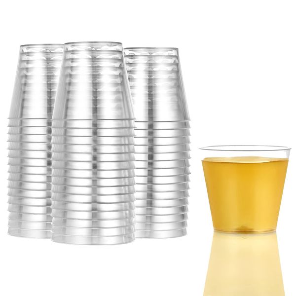 Hanna K. Signature 100 Shot Glasses 2oz Clear Premium Hard Plastic Disposable Cups, Ideal for Jello Shots, Wine Tasting, Condiments, Sauce, Dipping, Samples (12217)