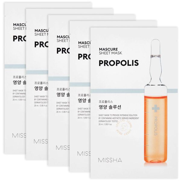 MISSHA - Nährstoffreiche Gesichtsmaske mit Propolis Mascure Nutrition Solution Sheet Mask | Feuchtigkeit und Revitalisierung | Antibakterielle und entzündungshemmende Eigenschaften, 1 Stück