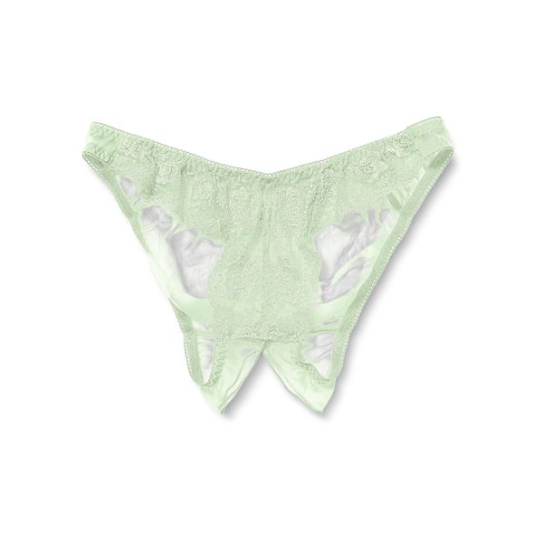 La Paume 322031 Bikini Panties, Opening, Full Back Panties, 20 Half Fabric, Invisibility Lace, Green, green