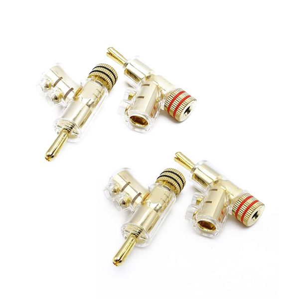 4pcs Crystal Clear Rhodium Plated Locking Speaker Cable Adapter Banana Plug Connector