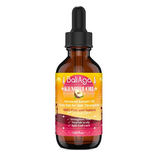 Bali Aga Kemiri Oil Hair Care Essential Oil, From Bali For Strengthen Hair, Nourish Scalp, Split End Care Plant Comfort Haircare 2 bottle