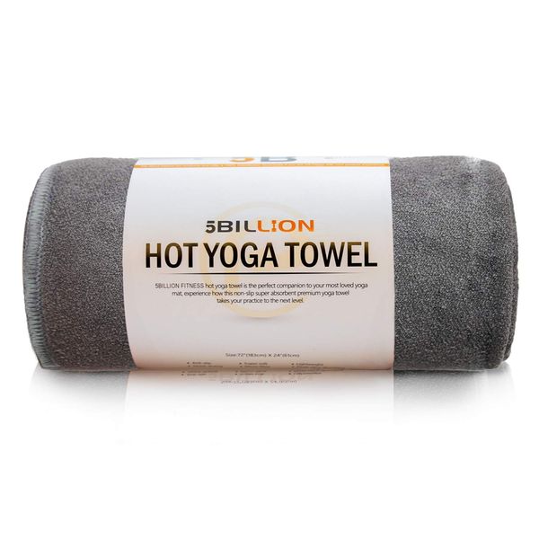 5BILLION Yoga Towel, Anti-Slip, Ultra Fine Fiber - 72.0 x 24.0 inches (183 x 61 cm), Hot Yoga Towel, Super Absorbent, Washable, Quick Dry - Free Carry Bag (PURPLE)