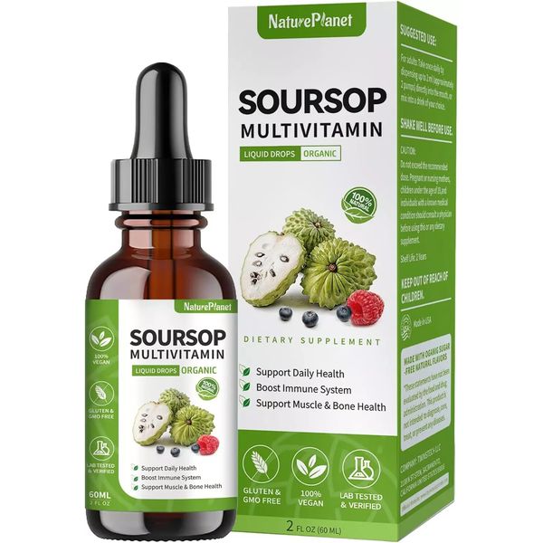 Soursop Multivitamin Liquid Drops 60ml | Organic Leaf Extract & Bitters Oil