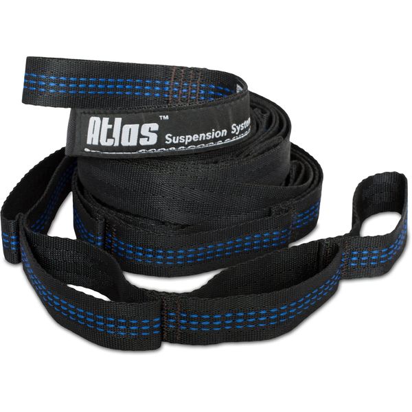 ENO Atlas Strap Hammock Suspension System Black Strong Secure Easy To Use No Knots 30 Adjustments Tree Friendly Suspension Polyfillament Webbing Weight 340 g Capacity 181 Kg