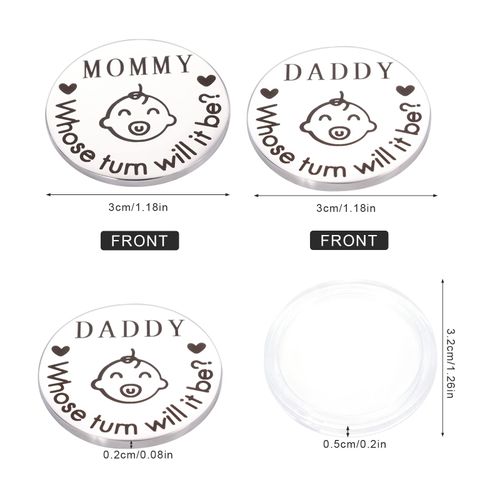 Funny New Parent Decision Coin, New Parents Gift for Couples New Mom and Dad Gifts First Time Fun Baby Pocket Hug Token Double-Sided Flip Coin for Women Men Decision Making Pregnancy (1pc)