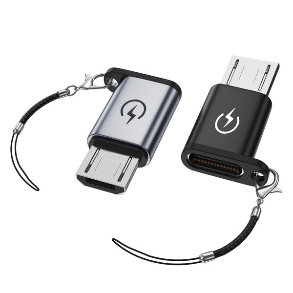 Liaoan USB C to Micro USB Adapter, Supports 18W Fast Charging, for USB C Female to Micro Male Adapter (2), Not for Headphones
