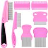 Flea Lice Comb Dog Cat 7PCS Pink (Pink#7)