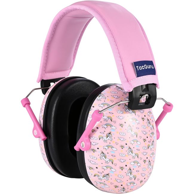 TacGuru 130 Kids Hearing Protection Safety Earmuffs - Passive Noise Reducing Ear Protection for Kids - Special Edition, Unicorns Pattern